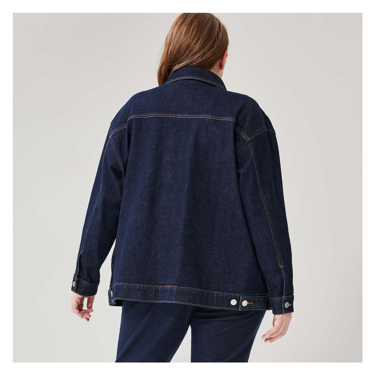 Women Oversized Denim Jacket in Dark Wash from Joe Fresh